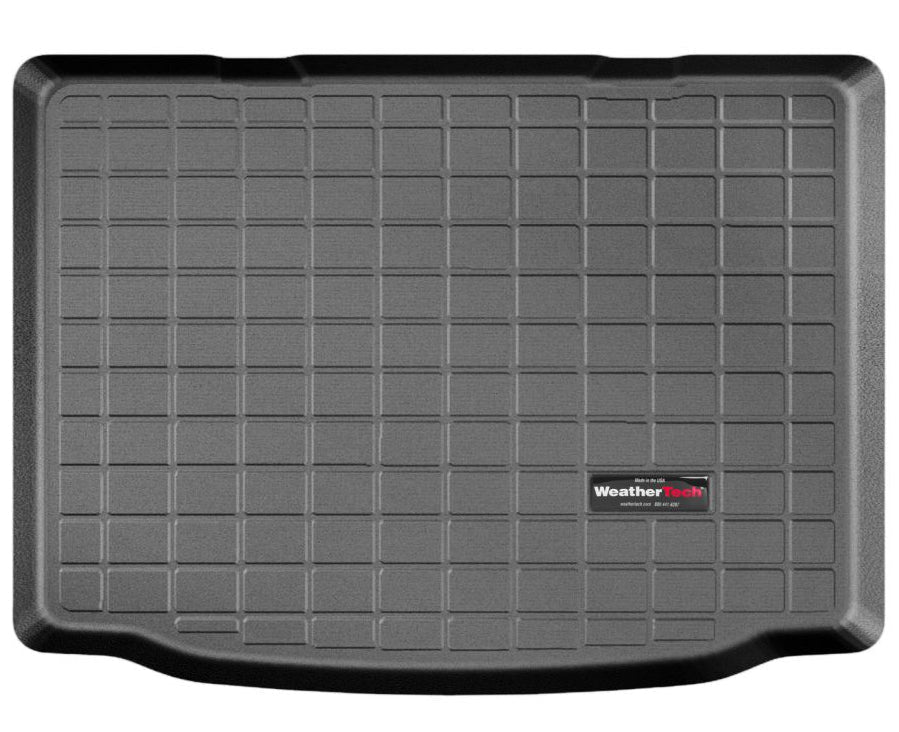 A black WeatherTech cargo liner mat with a textured grid pattern for Skoda Citigo, SEAT Mii and VW up!