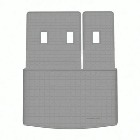 Tapis de coffre gris WeatherTech, sur mesure, pour Cadillac Escalade ESV, permettant de rabattre les dossiers des sièges arrière