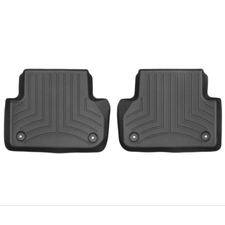 Black weathertech audi a5 2nd row car mats with retention hooks