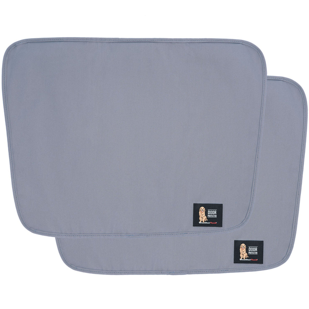 2 protections de portières gris clair, idéales pour protéger vos animaux de compagnie en voiture, de la marque WeatherTech