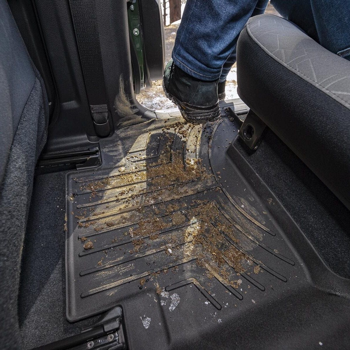 WeatherTech Tapis Voiture HP Chevrolet Silverado 1500 | 2500 | 3500 ClubCab (2019-2024) 2ème Rangée Truck Liner Kofferraumwanne sonnenschutz auto auto fußmatten.